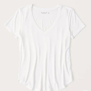 Abercrombie and Fitch Drapey V-Neck Tee White XS